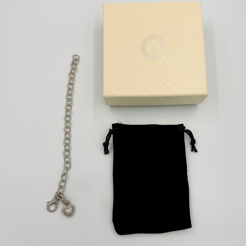 Judith Ripka Sterling Silver Bracelet w/ Diamonique Heart Charm NIB - Picture 2 of 8